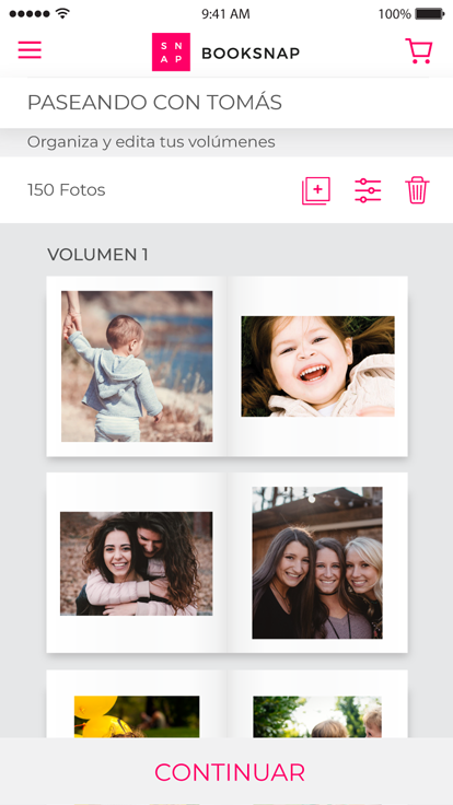 App al editar el orden de las fotografías de tu fotolibro
